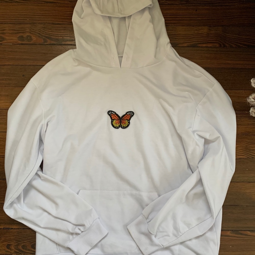 White butterfly hoodie